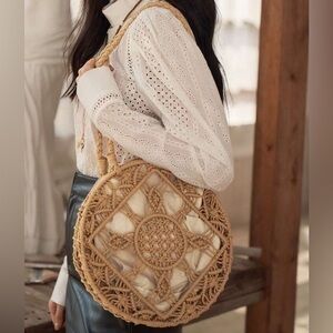 Shein NWT Hollow Out Circle Bag Neutral Color